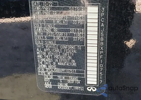 2023 Infiniti Qx50 Luxe Awd из США, поврежденный, VIN 3PCAJ5BBXPF107517